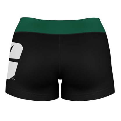 UNC Charlotte 49ers Vive La Fete Logo on Thigh & Waistband Black & Green Women Yoga Booty Workout Shorts 3.75 Inseam - Vive La F̻te - Online Apparel Store