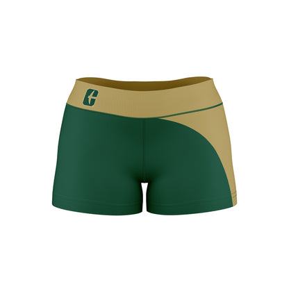 UNC Charlotte 49ers Vive La Fete Collegiate Waist Color Block Women Green Brown Optimum Yoga Short