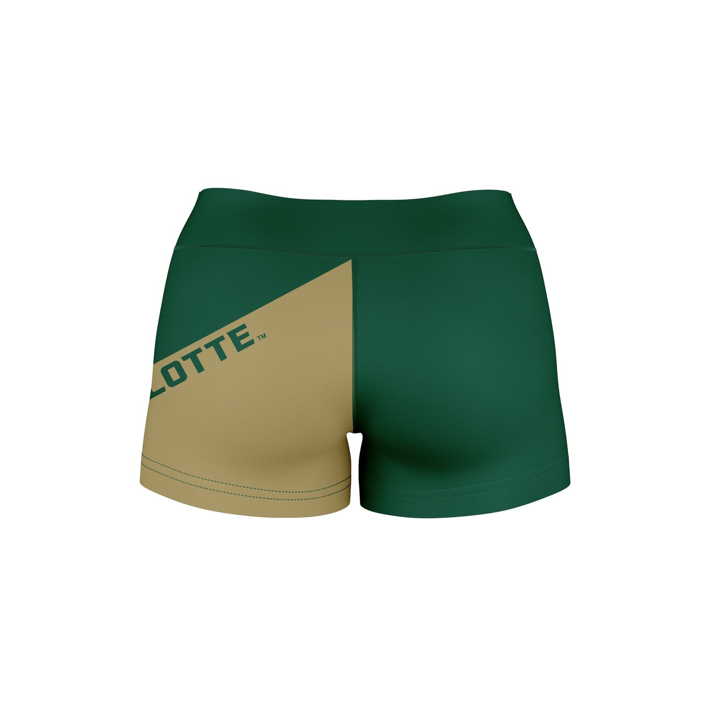 North Carolina at Charlotte 49ers Vive La Fete Game Day Collegiate Leg Color Block Women Green Gold Optimum Yoga Short - Vive La F̻te - Online Apparel Store