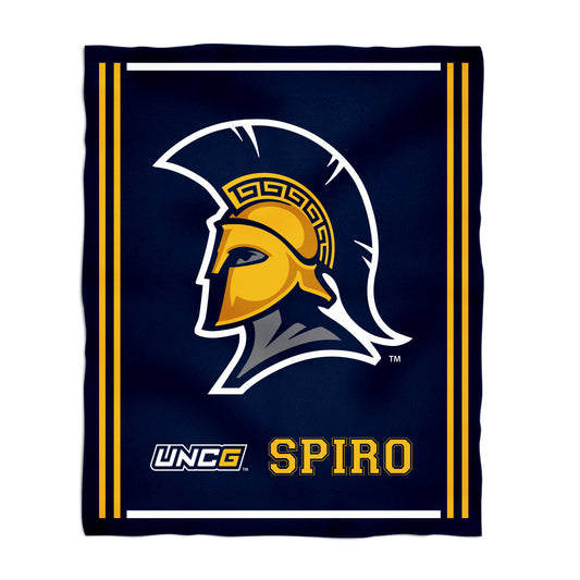 UNC Greensboro Spartans UNCG Kids Game Day Navy Plush Soft Minky Blanket 36 x 48 Mascot