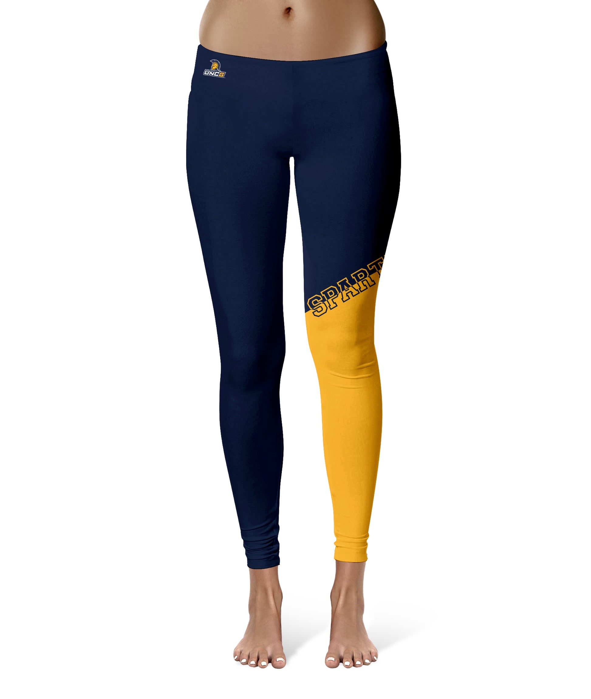 Gymshark Asymmetrical High Waist Navy Blue Yellow Leggings Womens S Yoga  Active