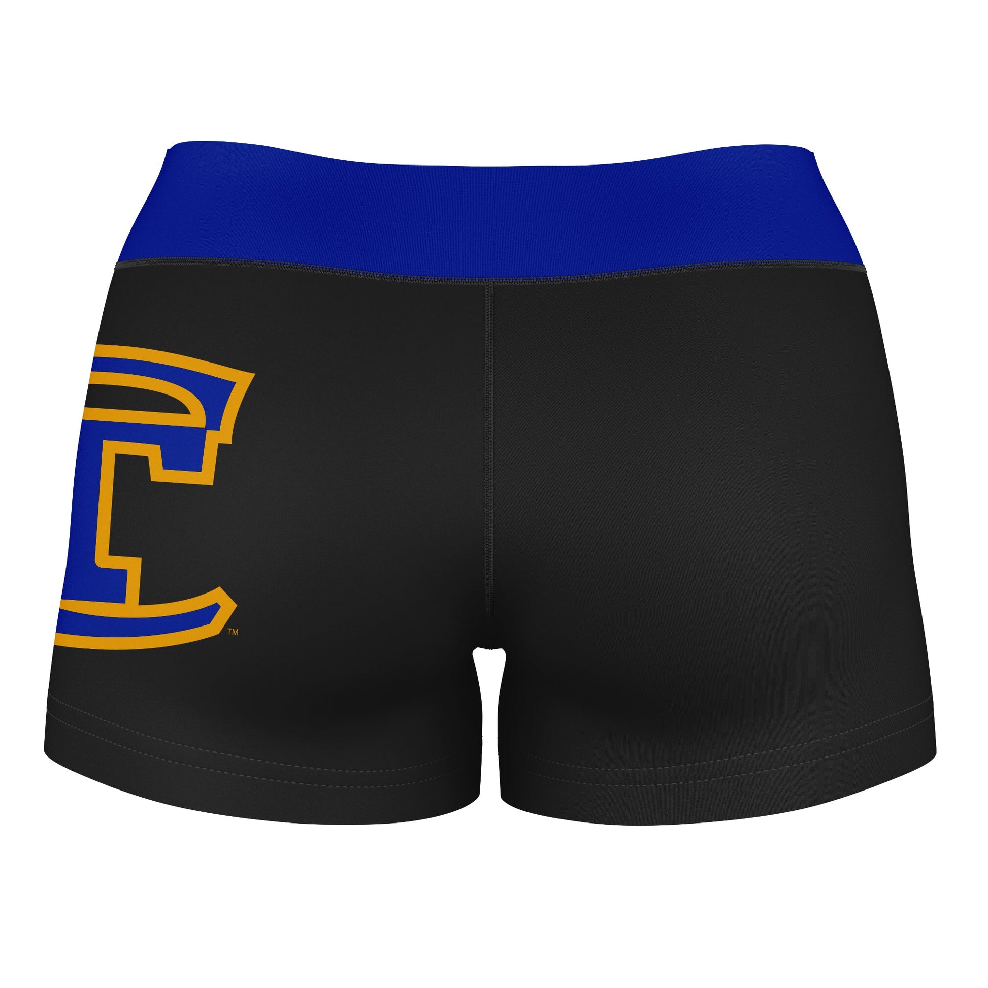 City Tech Yellow Jackets NYCCT Logo on Thigh and Waistband Black and Blue Women Yoga Booty Workout Shorts 3.75 Inseam" - Vive La F̻te - Online Apparel Store