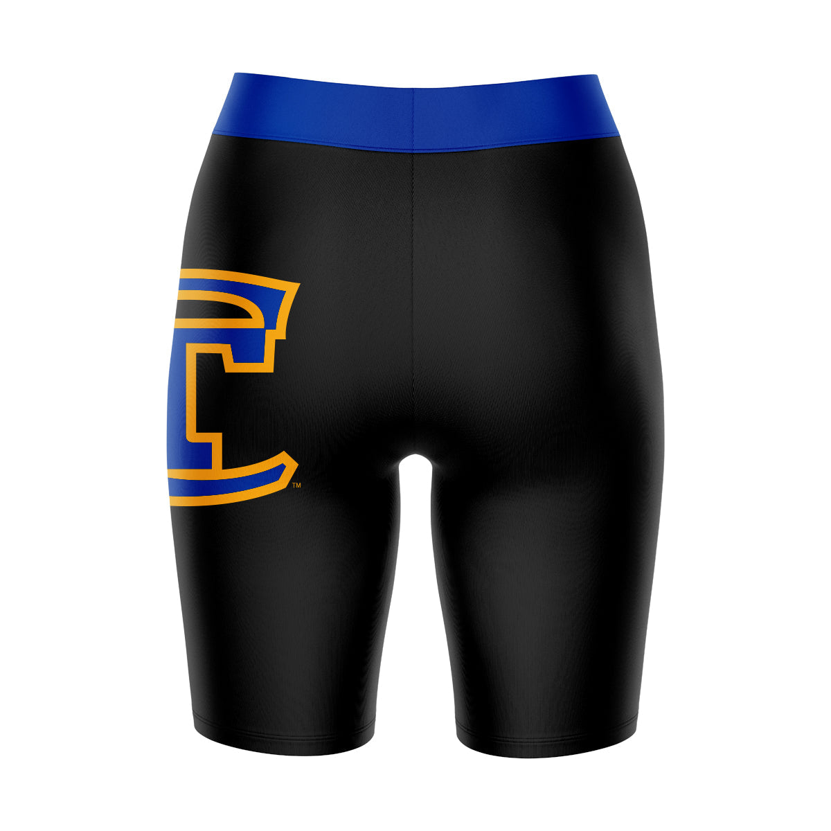 City Tech Yellow Jackets NYCCT Vive La Fete Game Day Logo on Thigh and Waistband Black & Blue Women Bike Short 9 Inseam"