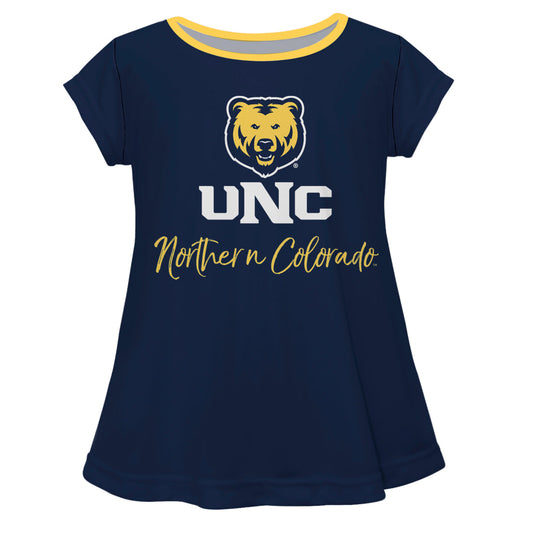 Northern Colorado Bears UNC Girls Game Day Short Sleeve Navy Laurie Top by Vive La Fete