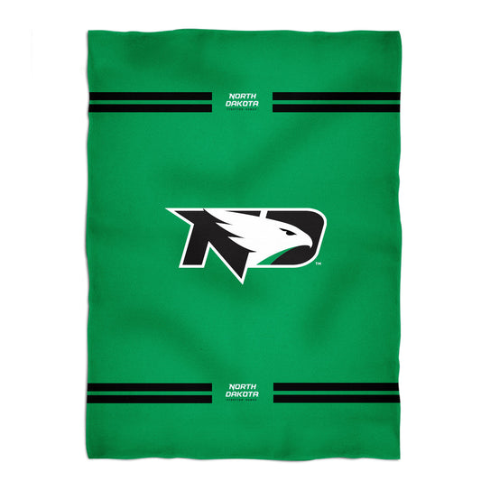 North Dakota Fighting Hawks Game Day Soft Premium Fleece Green Throw Blanket 40 x 58 Logo and Stripes