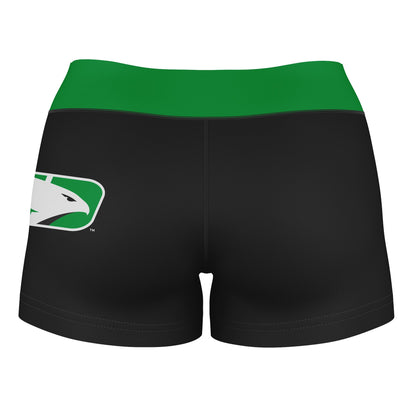 UND Fighting Hawks Vive La Fete Logo on Thigh and Waistband Black & Green Women Yoga Booty Workout Shorts 3.75 Inseam" - Vive La F̻te - Online Apparel Store