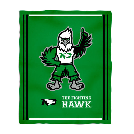 North Dakota Fighting Hawks Kids Game Day Green Plush Soft Minky Blanket 36 x 48 Mascot