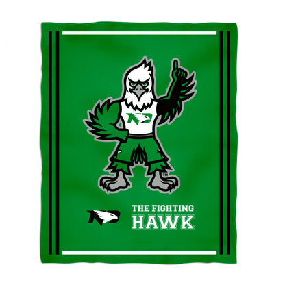 North Dakota Fighting Hawks Kids Game Day Green Plush Soft Minky Blanket 36 x 48 Mascot