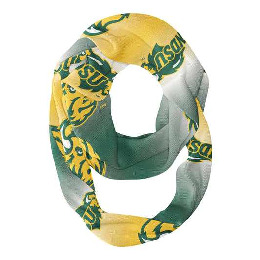 NDSU Bison Vive La Fete All Over Logo Game Day Collegiate Women Ultra Soft Knit Infinity Scarf