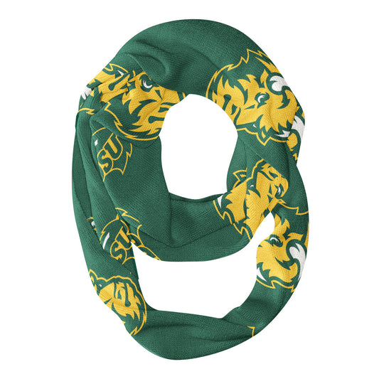 NDSU Bison Vive La Fete Repeat Logo Game Day Collegiate Women Light Weight Ultra Soft Infinity Scarf