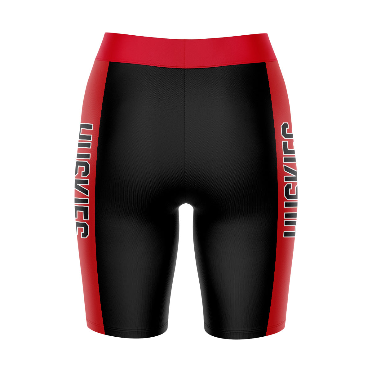 Northeastern University Huskies Vive La Fete Game Day Logo on Waistband and Red Stripes Black Women Bike Short 9 Inseam"