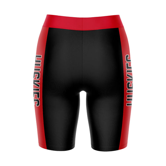 Mouseover Image, Northeastern University Huskies Vive La Fete Game Day Logo on Waistband and Red Stripes Black Women Bike Short 9 Inseam"