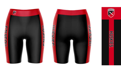 Northeastern University Huskies Vive La Fete Game Day Logo on Waistband and Red Stripes Black Women Bike Short 9 Inseam"
