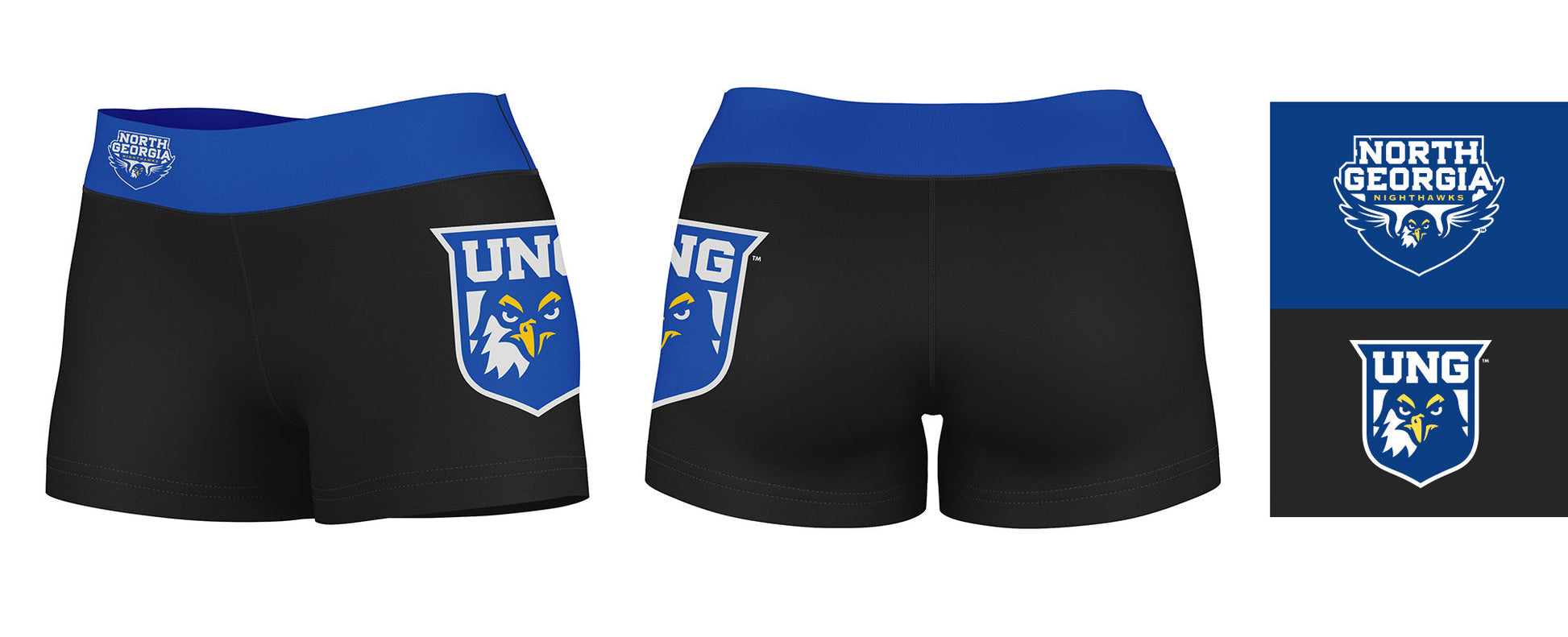 UNG Nighthawks Vive La Fete Logo on Thigh & Waistband Black & Blue Women Yoga Booty Workout Shorts 3.75 Inseam" - Vive La F̻te - Online Apparel Store