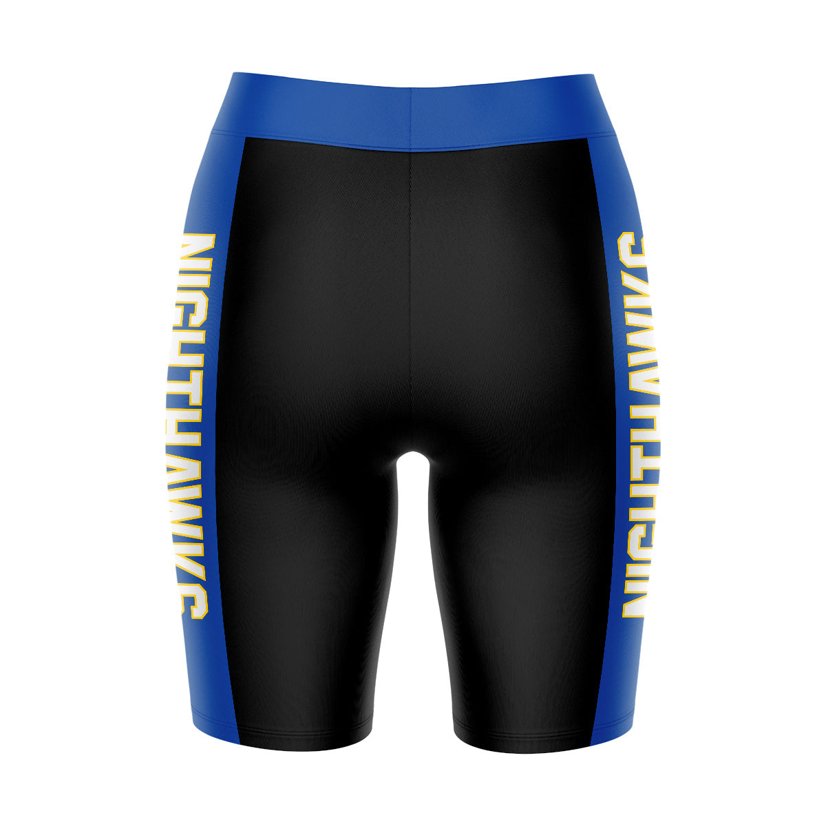 UNG Nighthawks Vive La Fete Game Day Logo on Waistband and Blue Stripes Black Women Bike Short 9 Inseam