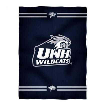 New Hampshire Wildcats UNH Game Day Soft Premium Fleece Navy Throw Blanket 40 x 58 Logo and Stripes