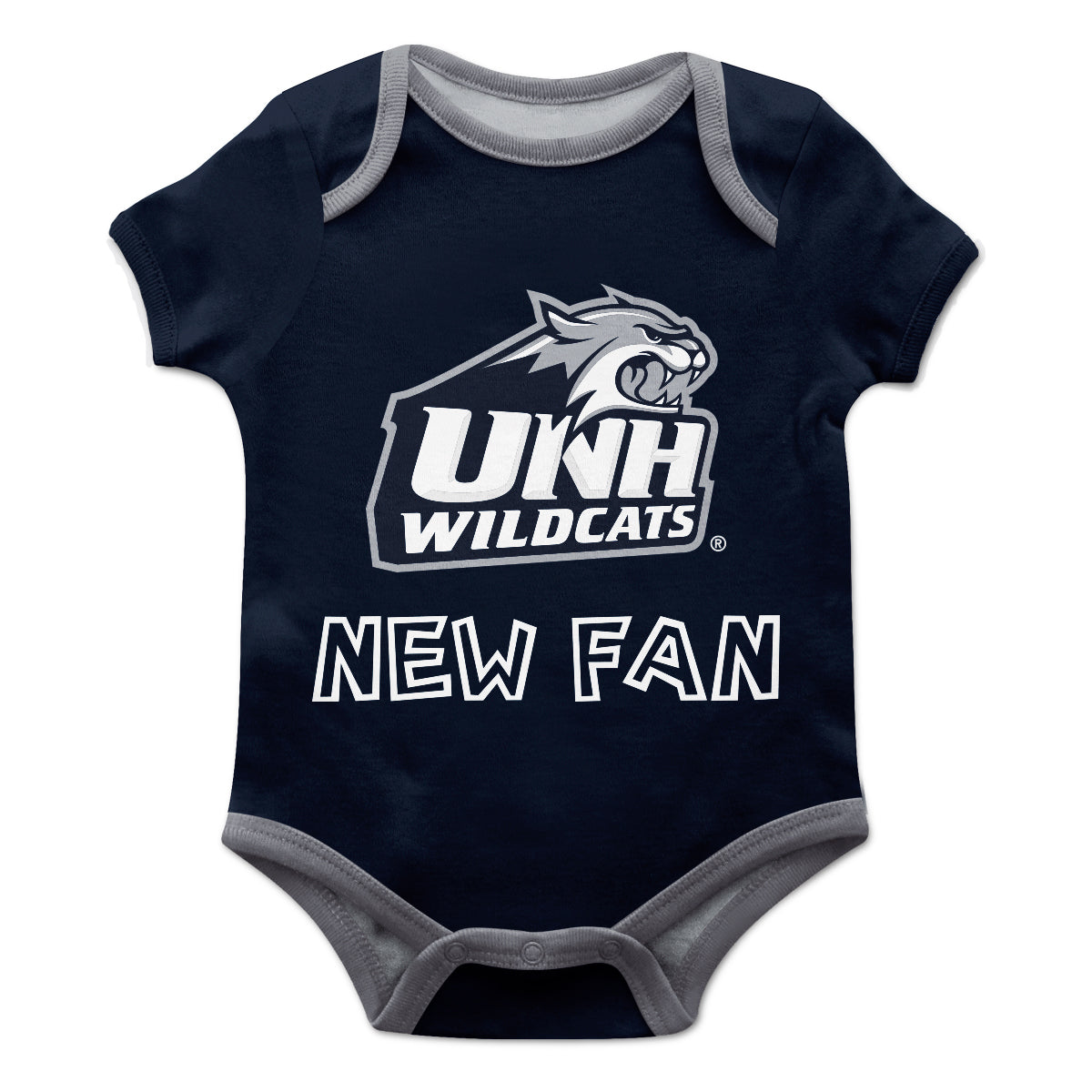 New Hampshire Wildcats UNH Infant Game Day Navy Short Sleeve One Piece Jumpsuit New Fan Mascot Bodysuit by Vive La Fete