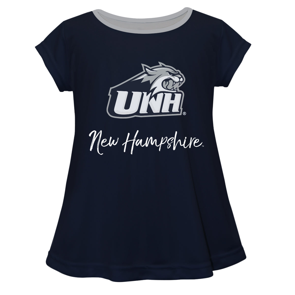 New Hampshire Wildcats UNH Girls Game Day Short Sleeve Navy Laurie Top by Vive La Fete