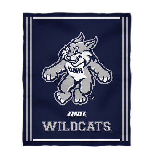 New Hampshire Wildcats UNH Kids Game Day Navy Plush Soft Minky Blanket 36 x 48 Mascot