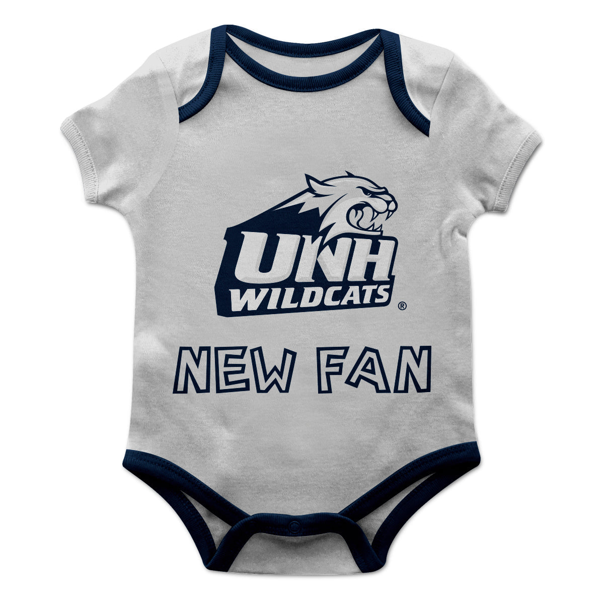 New Hampshire Wildcats UNH Infant Game Day Gray Short Sleeve One Piece Jumpsuit by Vive La Fete