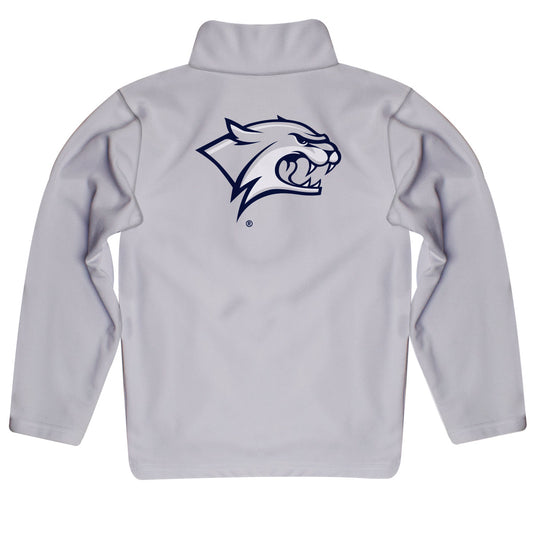 Mouseover Image, New Hampshire Wildcats UNH Game Day Solid Gray Quarter Zip Pullover for Infants Toddlers by Vive La Fete