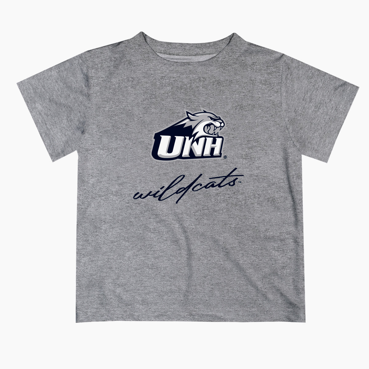 New Hampshire Wildcats UNH Vive La Fete Script V1 Heather Gray Short Sleeve Tee Shirt