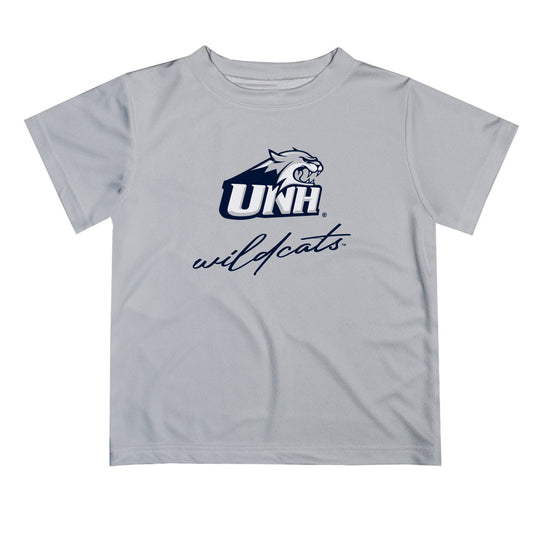 New Hampshire Wildcats UNH Vive La Fete Script V1 Gray Short Sleeve Tee Shirt