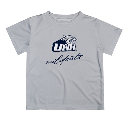 New Hampshire Wildcats UNH Vive La Fete Script V1 Gray Short Sleeve Tee Shirt