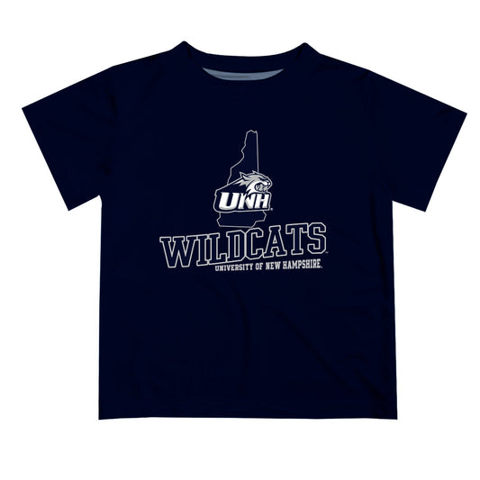 Mouseover Image, New Hampshire Wildcats UNH Vive La Fete State Map Gray Short Sleeve Tee Shirt
