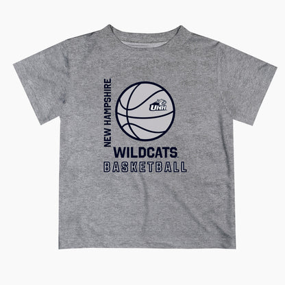 New Hampshire Wildcats UNH Vive La Fete Basketball V1 Heather Gray Short Sleeve Tee Shirt