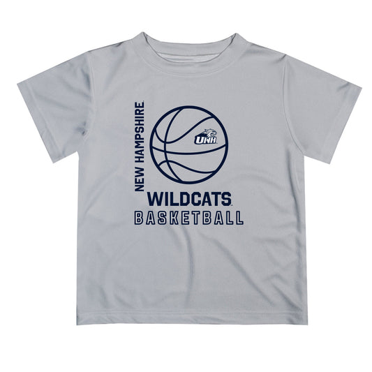 New Hampshire Wildcats UNH Vive La Fete Basketball V1 Gray Short Sleeve Tee Shirt