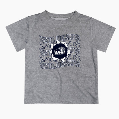New Hampshire Wildcats UNH Vive La Fete  Heather Gray Art V1 Short Sleeve Tee Shirt
