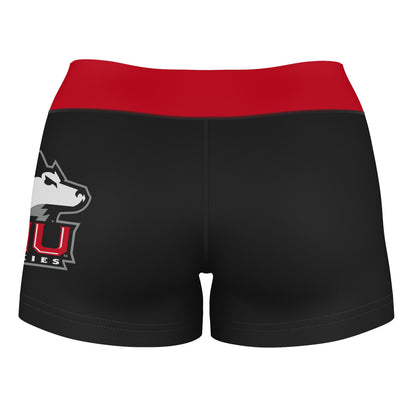 NIU Huskies Vive La Fete Game Day Logo on Thigh and Waistband Black and Red Women Yoga Booty Workout Shorts 3.75 Inseam" - Vive La F̻te - Online Apparel Store