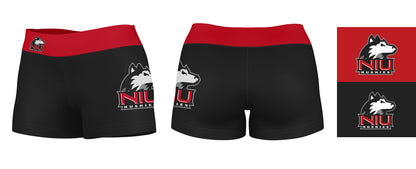 NIU Huskies Vive La Fete Game Day Logo on Thigh and Waistband Black and Red Women Yoga Booty Workout Shorts 3.75 Inseam" - Vive La F̻te - Online Apparel Store