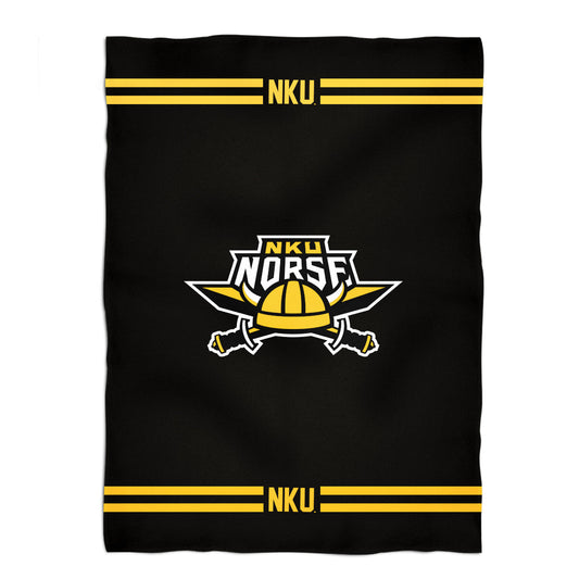 Northern Kentucky Norse Game Day Soft Premium Fleece Black Throw Blanket 40 x 58 Logo and Stripes