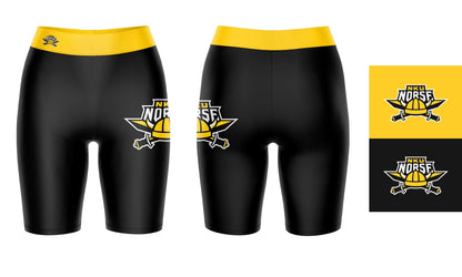 Northern Kentucky Norse Vive La Fete Game Day Logo on Thigh and Waistband Black and Gold Women Bike Short 9 Inseam"