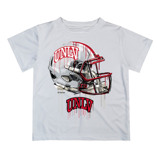 Nevada Las Vegas Rebels Original Dripping Football Helmet White T-Shirt by Vive La Fete