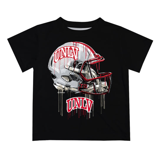 Nevada Las Vegas Rebels Original Dripping Football Helmet Black T-Shirt by Vive La Fete