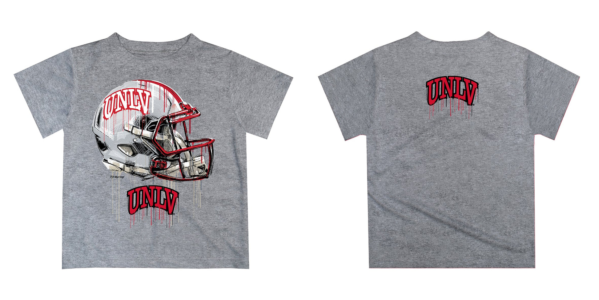 Nevada Las Vegas Rebels Original Dripping Football Helmet Heather Gray T-Shirt by Vive La Fete