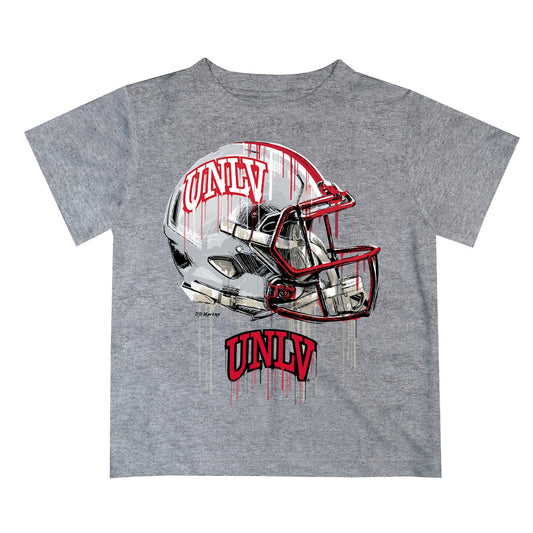 Nevada Las Vegas Rebels Original Dripping Football Helmet Heather Gray T-Shirt by Vive La Fete