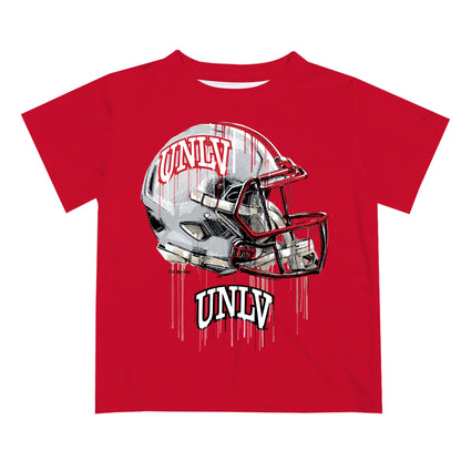 Nevada Las Vegas Rebels Original Dripping Football Helmet Red T-Shirt by Vive La Fete