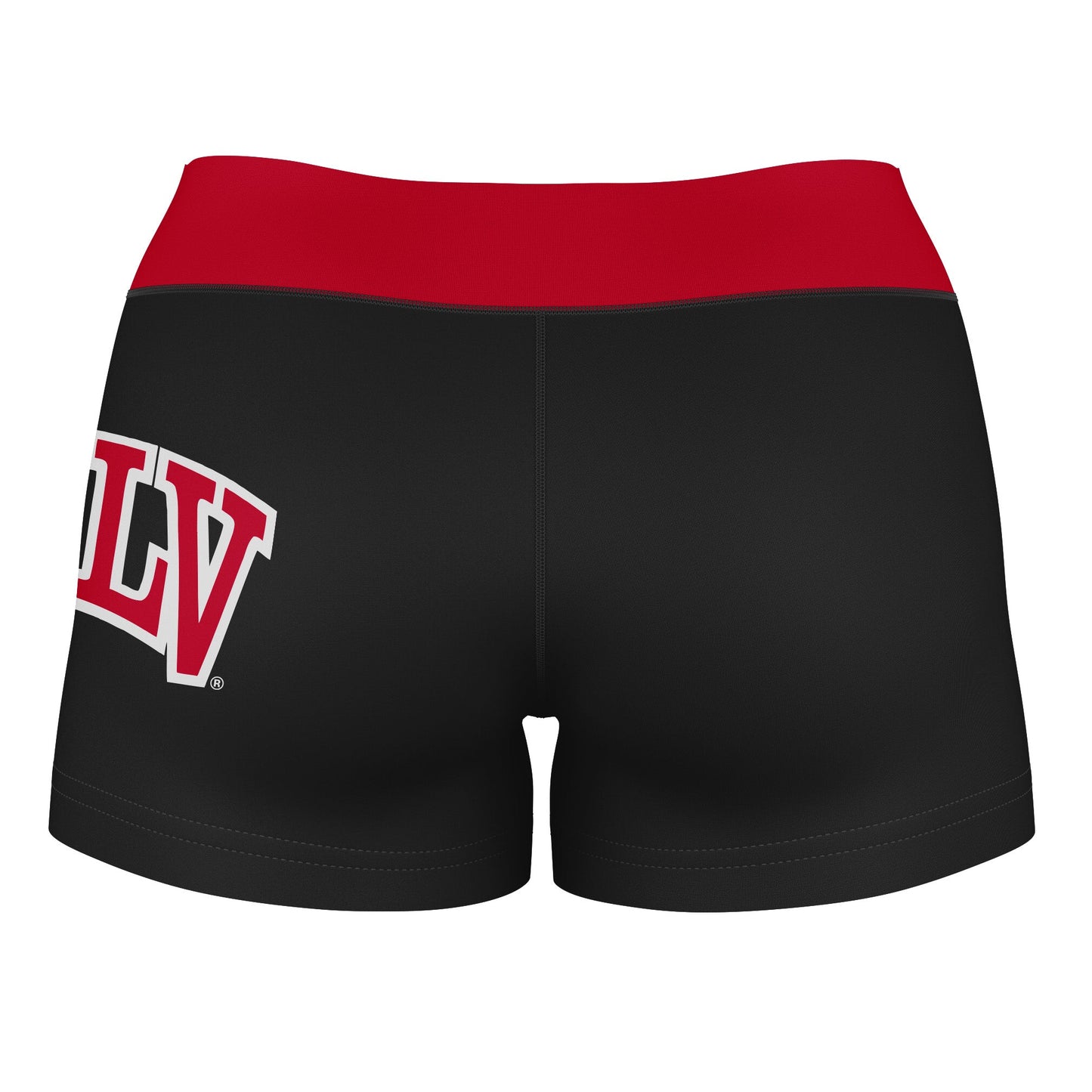 UNLV Rebels Vive La Fete Game Day Logo on Thigh and Waistband Black and Red Women Yoga Booty Workout Shorts 3.75 Inseam" - Vive La F̻te - Online Apparel Store