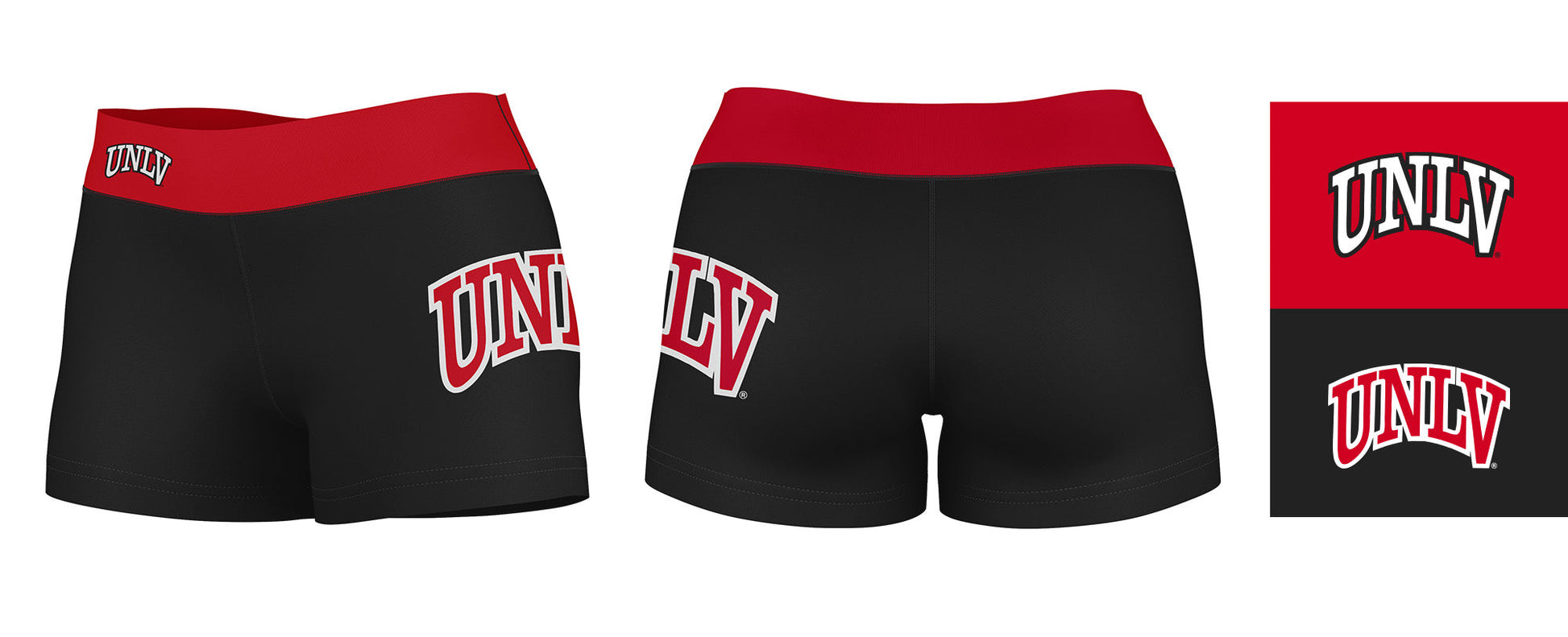 UNLV Rebels Vive La Fete Game Day Logo on Thigh and Waistband Black and Red Women Yoga Booty Workout Shorts 3.75 Inseam" - Vive La F̻te - Online Apparel Store