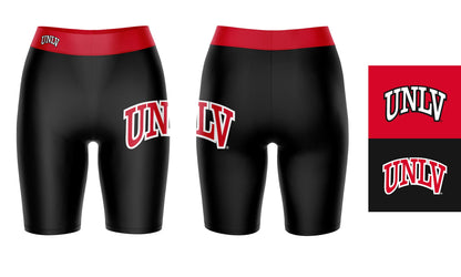 UNLV Rebels Vive La Fete Game Day Logo on Thigh and Waistband Black and Red Women Bike Short 9 Inseam"