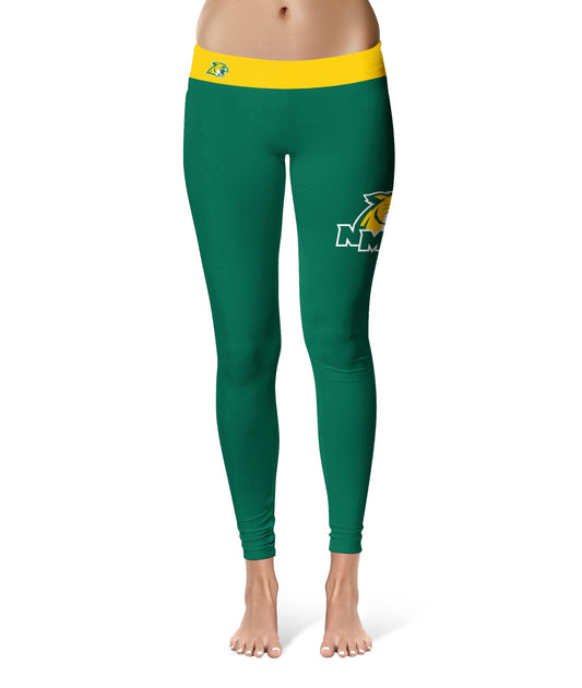 NMU Northern Michigan Wildcats Vive La Fete Game Day Collegiate Logo on Thigh Green Women Yoga Leggings 2.5 Waist Tights