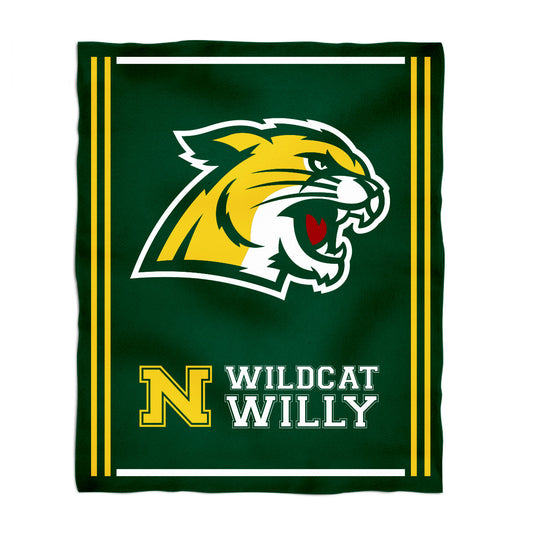NMU Northern Michigan Wildcats Kids Game Day Green Plush Soft Minky Blanket 36 x 48 Mascot