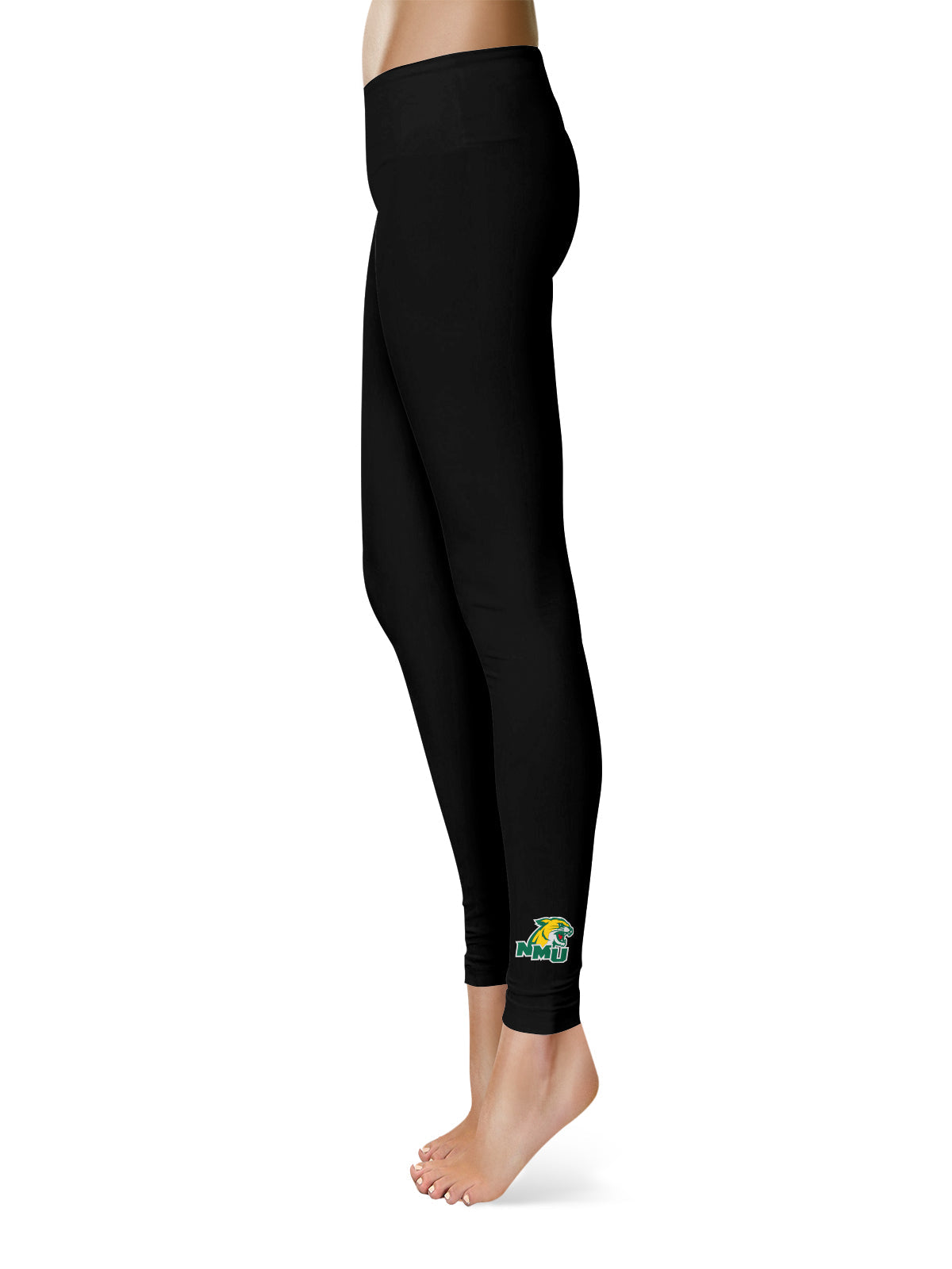 NMU Northern Michigan Wildcats Vive La Fete Game Day Collegiate Logo at Ankle Women Black Yoga Leggings 2.5 Waist Tights