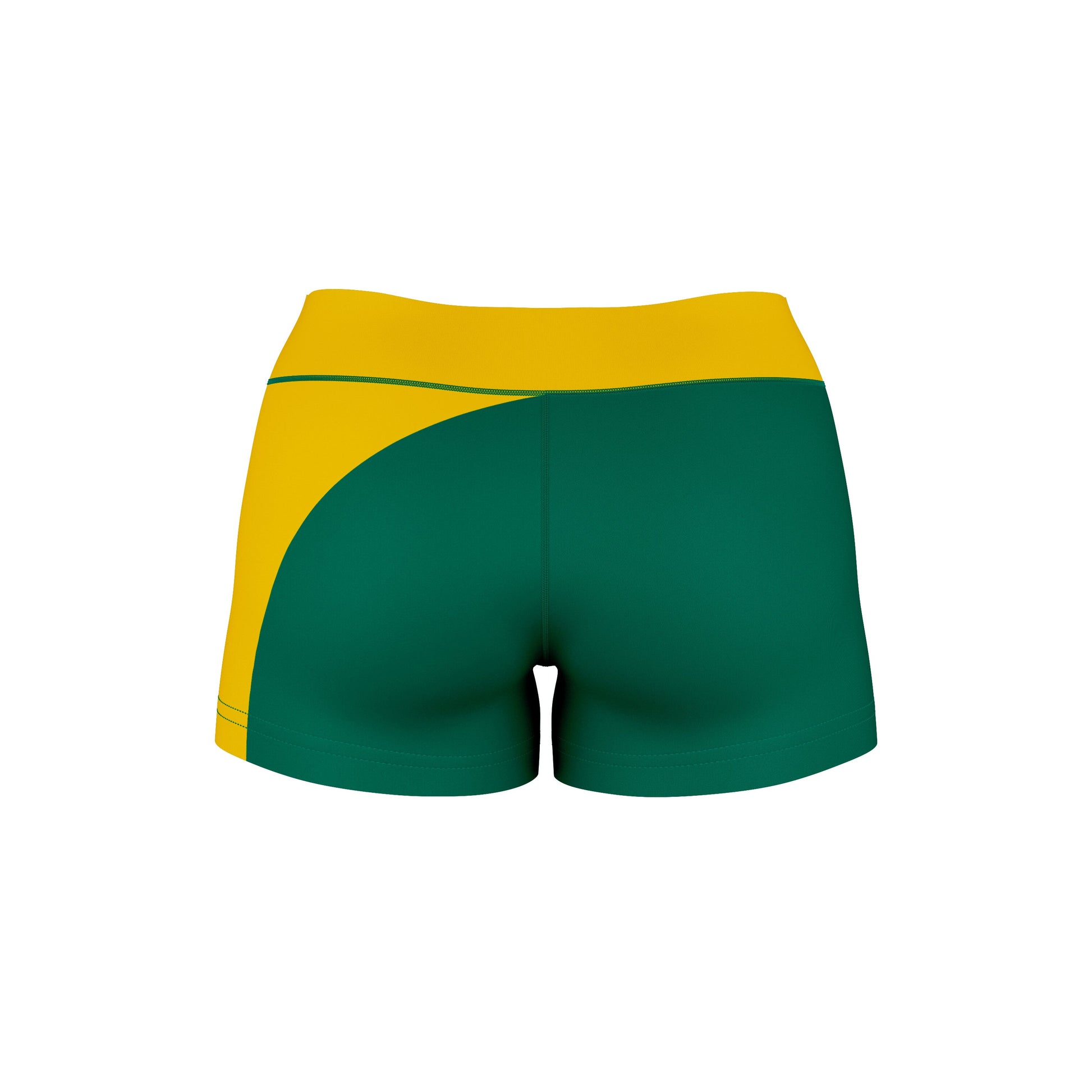 Northern Michigan Wildcats Vive La Fete Collegiate Waist Color Block Women Green Gold Optimum Yoga Short - Vive La F̻te - Online Apparel Store