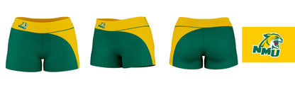 Northern Michigan Wildcats Vive La Fete Collegiate Waist Color Block Women Green Gold Optimum Yoga Short - Vive La F̻te - Online Apparel Store