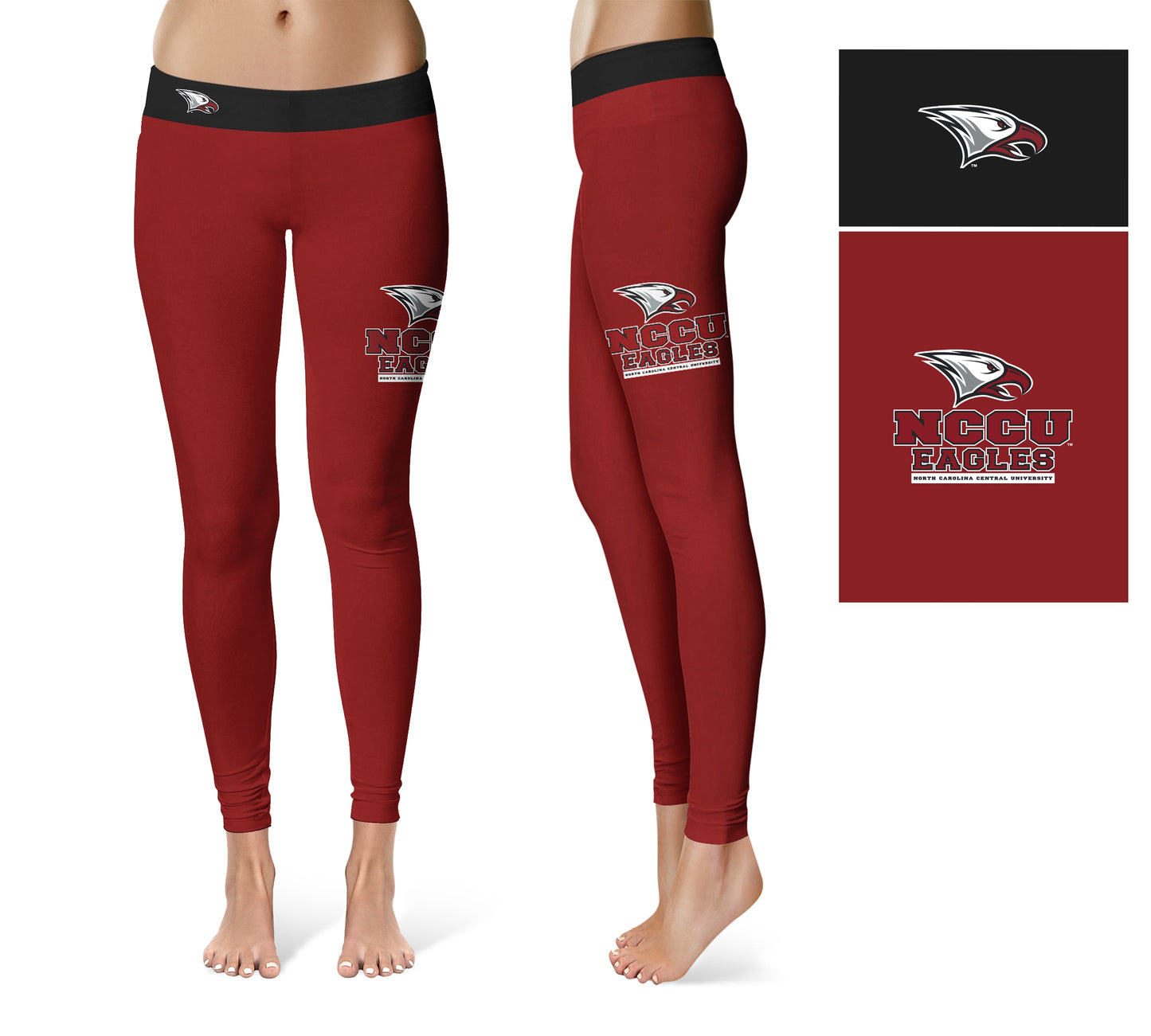 North Carolina Central Eagles Vive La Fete Game Day Collegiate Logo on Thigh Maroon Women Yoga Leggings 2.5 Waist Tights